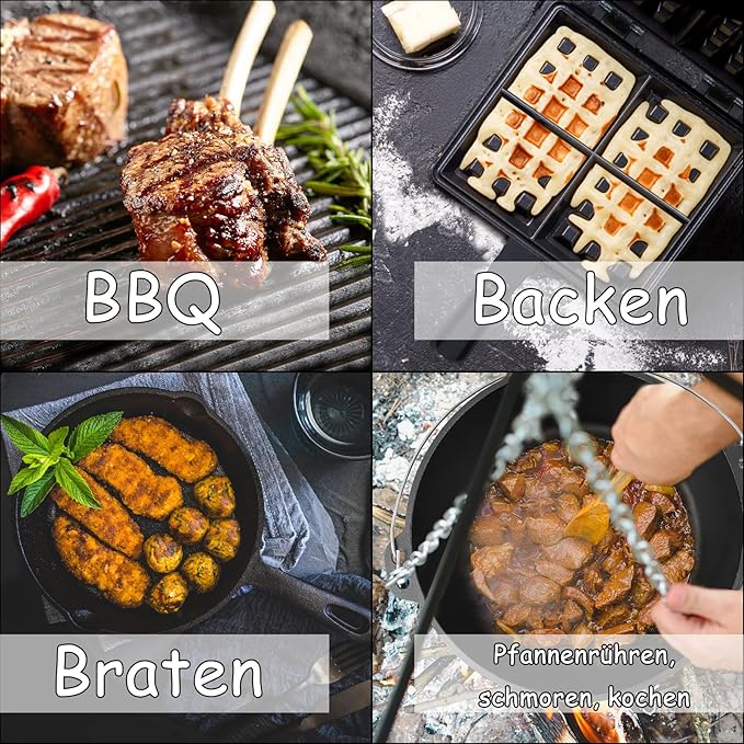 Juego Completo para Fuego de Hierro Fundido (12 Piezas) con Caja de Madera