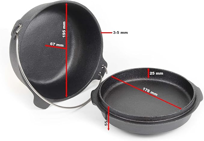 Olla de Hierro Fundido con Asa y Soporte