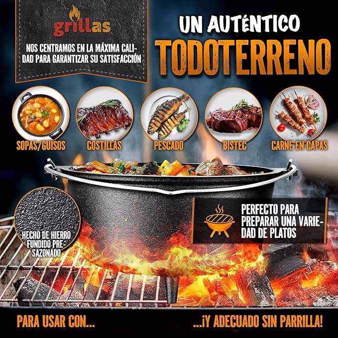 Dutch Oven de Hierro Fundido Esmaltado con Tapa y Asas