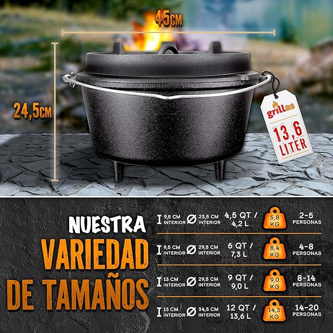 Dutch Oven de Hierro Fundido Esmaltado con Tapa y Asas