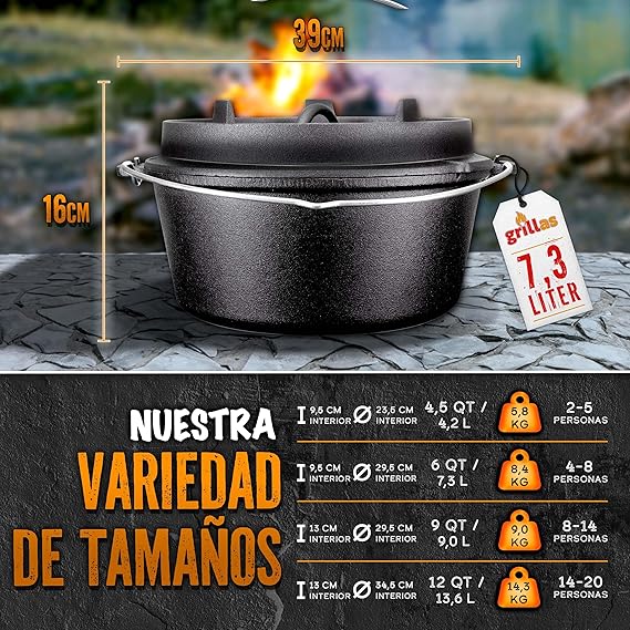 Olla Holandesa de Hierro Fundido Esmaltado – 7,3 L