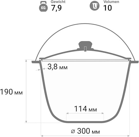 Kazan de Hierro Fundido 10L con Asa y Tapa