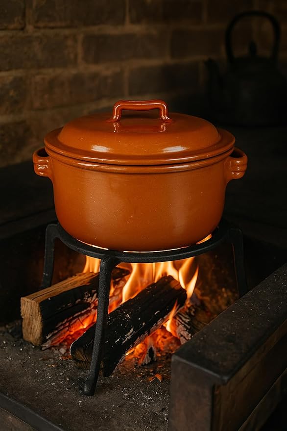 Cazuela de Barro Esmaltado con Tapa – El arte de guisar al fuego lento