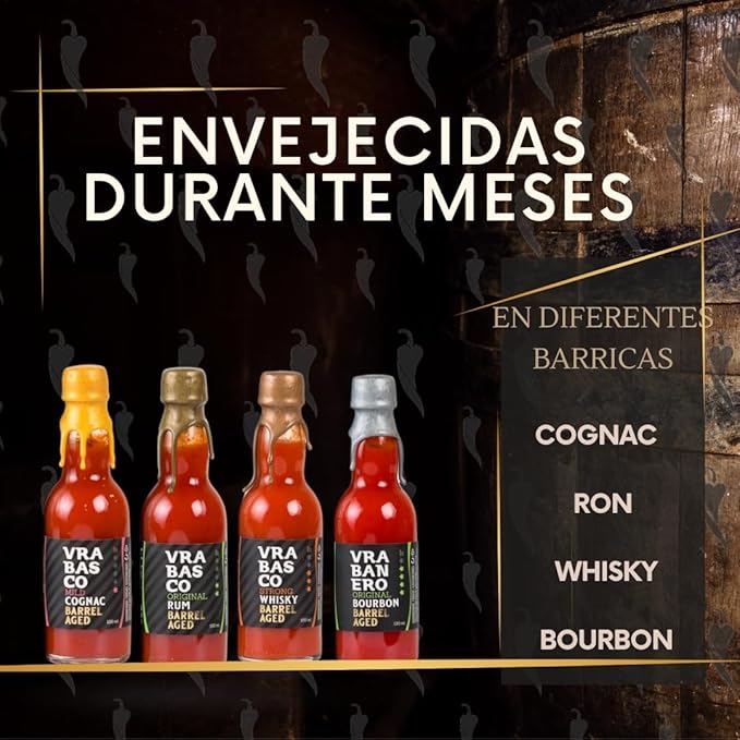 Estuche de 4 Salsas Picantes Añejadas en Barrica