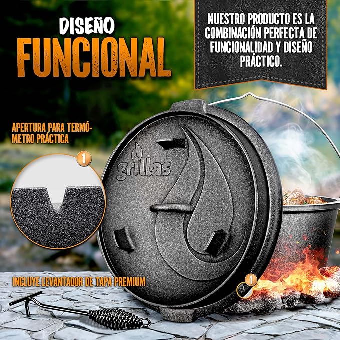 Dutch Oven de Hierro Fundido Esmaltado con Tapa y Asas