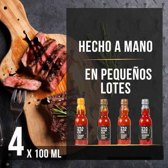 Estuche de 4 Salsas Picantes Añejadas en Barrica