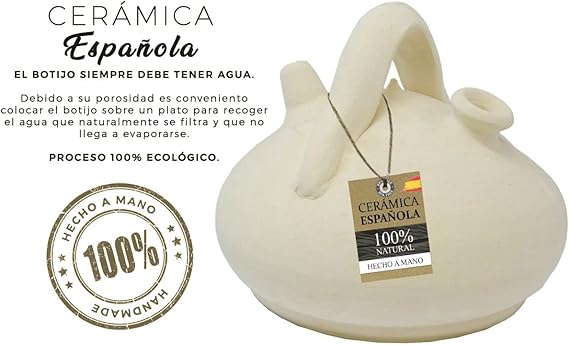 Botijo Dispensador de Agua de Barro Cocido
